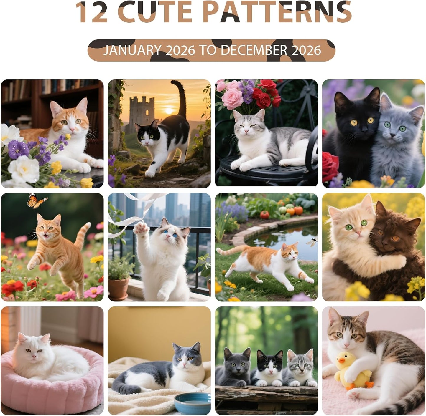 2026 Wall Calendar, Large Monthly Wall Calendar Dogs, Jan 2026 - Dec 2026, 12" x 24" (Opened), Hanging Planning Calendars for Family Home Office Supplies