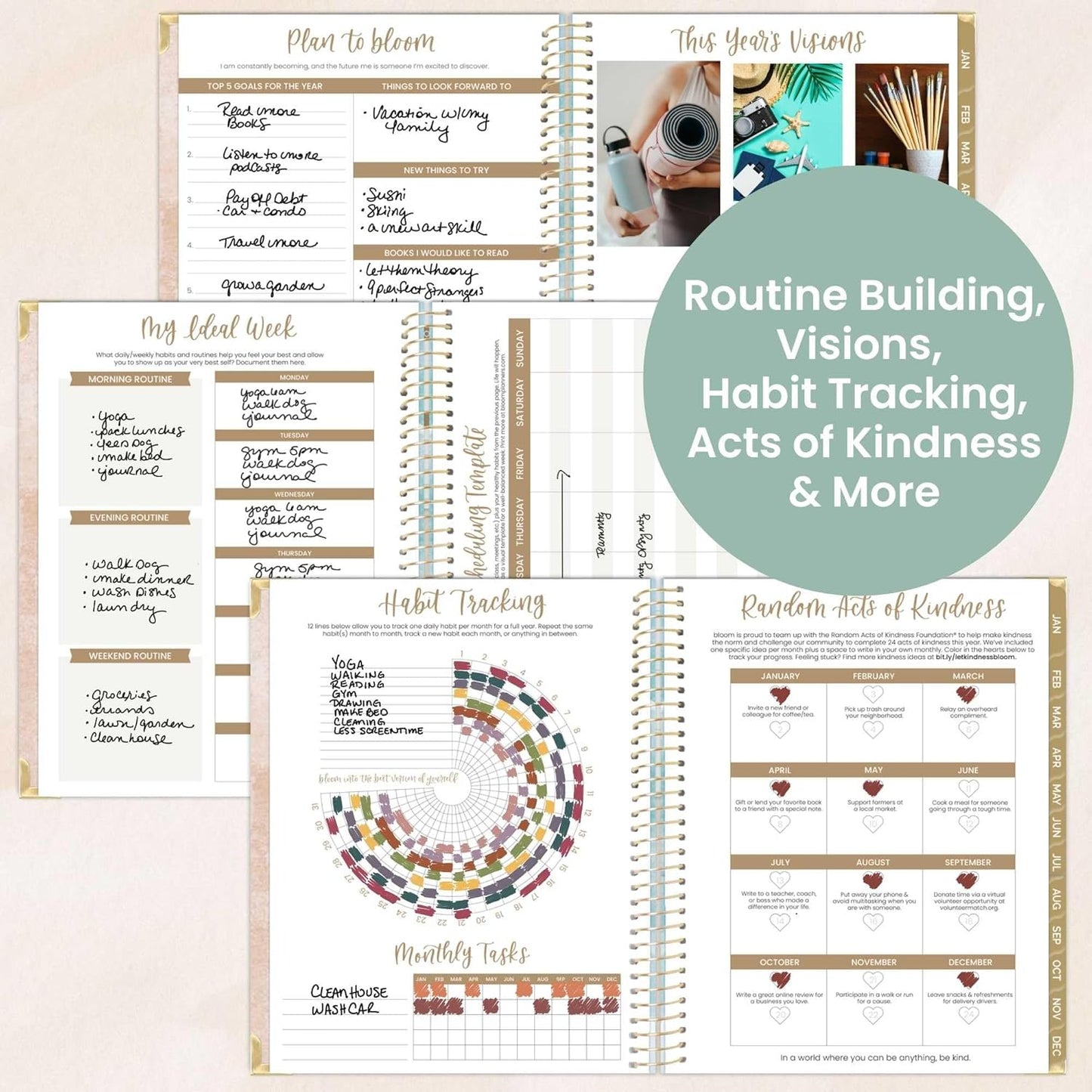 bloom daily planners HARDCOVER 2026 Planner (January to December) - 8.5” x 11” Weekly & Monthly Dated Agenda Organizer Book with Stickers & Tabs - Ocean Oasis