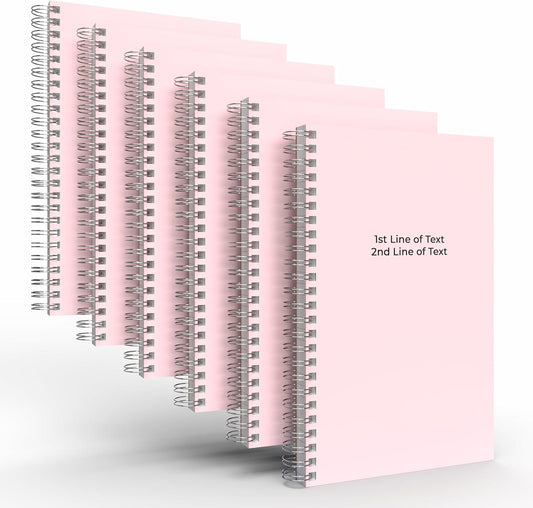 Custom Spiral Notebook Journals with a Pastel Pink Colored Cover - 6 Pack of 5" x 8" – College Ruled, Hard Cover, 50 Sheets Per Book – For Journaling, Office, School Supplies, etc.