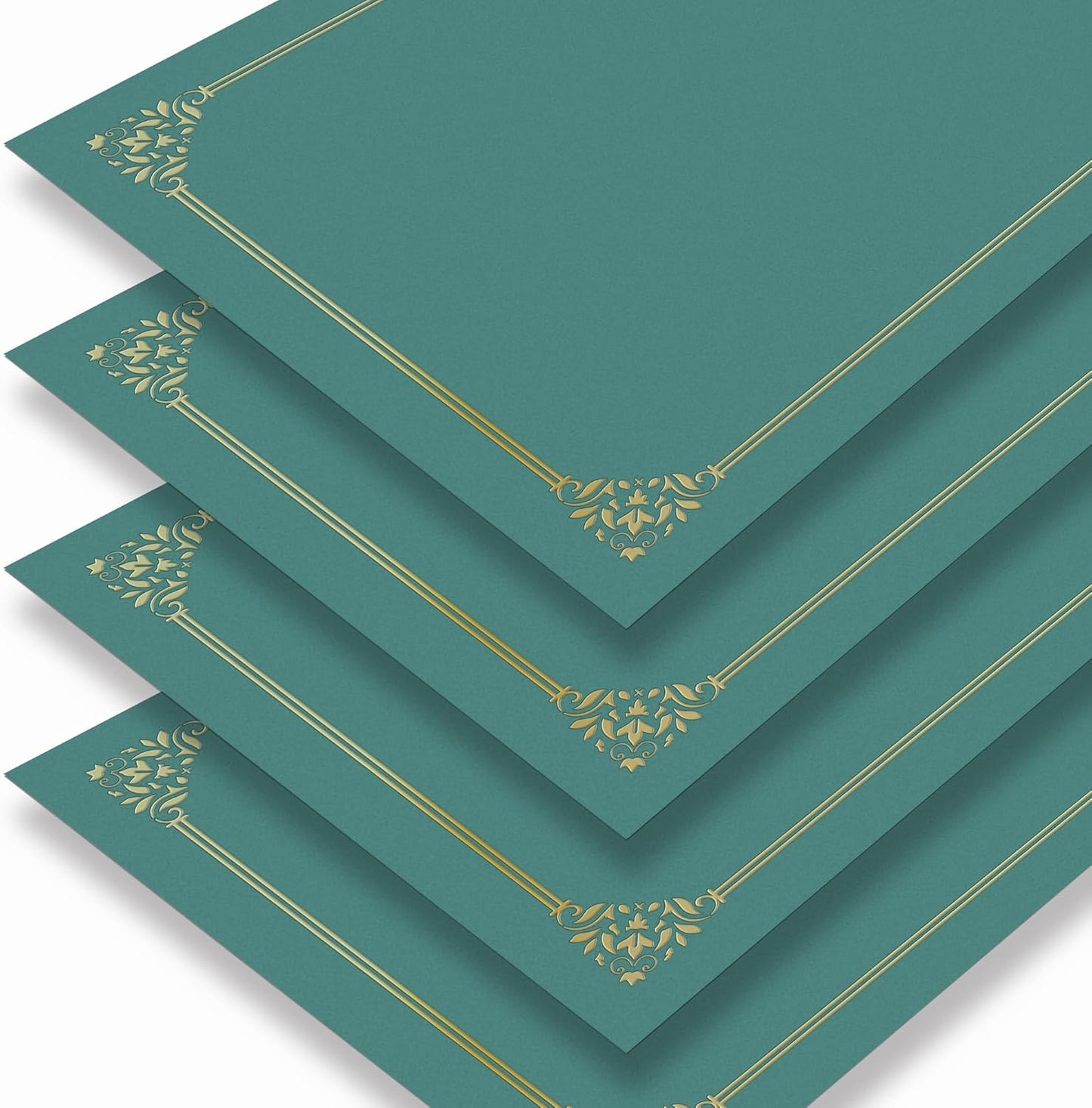 BELLE KR® Green Certificate Holders 8.5 x 11, 50 Pcs - Used as Award Certificate Folders with Gold Foil Border for Letter Size 8.5" x 11" Certificates, Awards, Documents and Diplomas