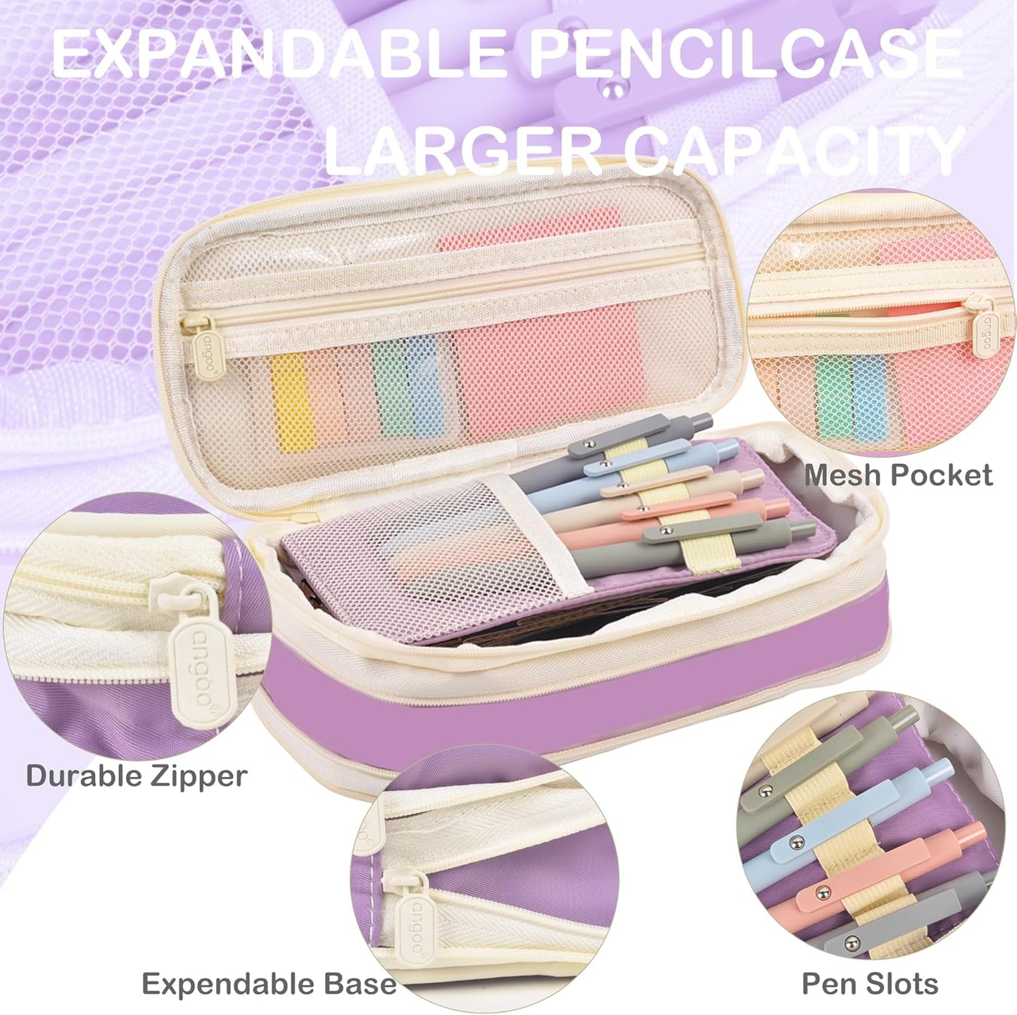 Aesthetic School Supplies with Pencil Pouch - 57 Pcs Cute College Essentials Set, Big Capacity Pen Case, Eraser Holder, Pastel Highlighters, Bible Study Journaling Stationary Kit for Girls Teens