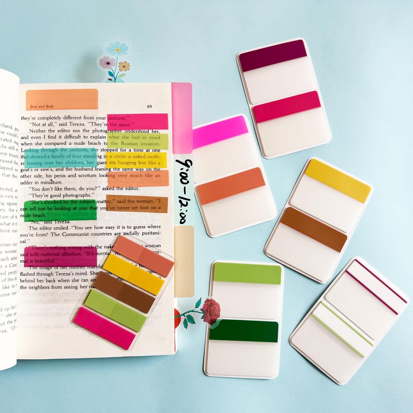 ELII 500 PCS Sticky Index Tabs 2 Inch Book Tabs Page Markers File Tabs Self Adhesive, Labels for Pages Notebooks