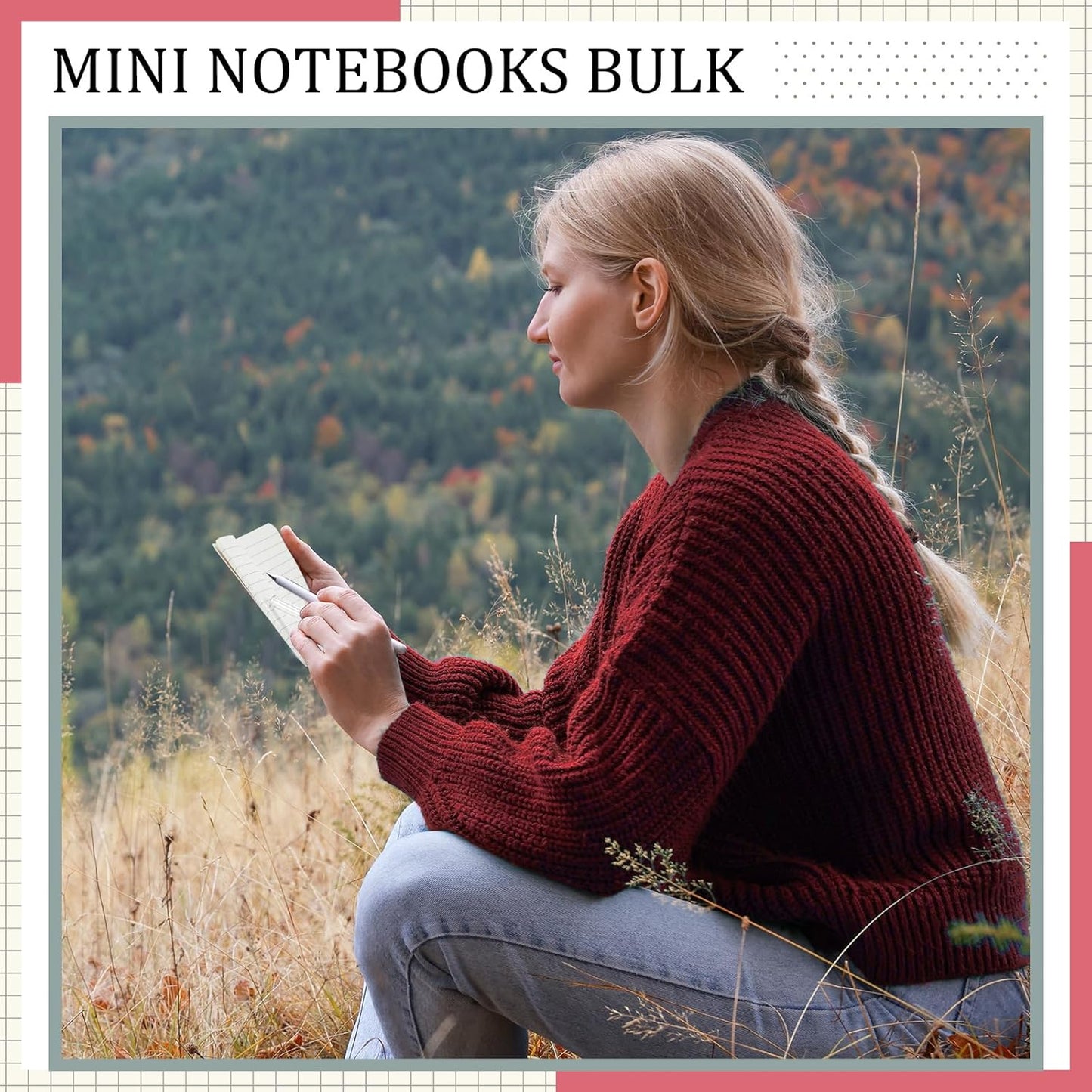 Outus 36 Pcs Pocket Notebook Mini Journal 2.5" x 4" Kraft Paper Mini Notepad Bulk Softcover Pocket Notepad Memo Diary Subject Notebooks for Student Travel School (Red,Blank Cover)