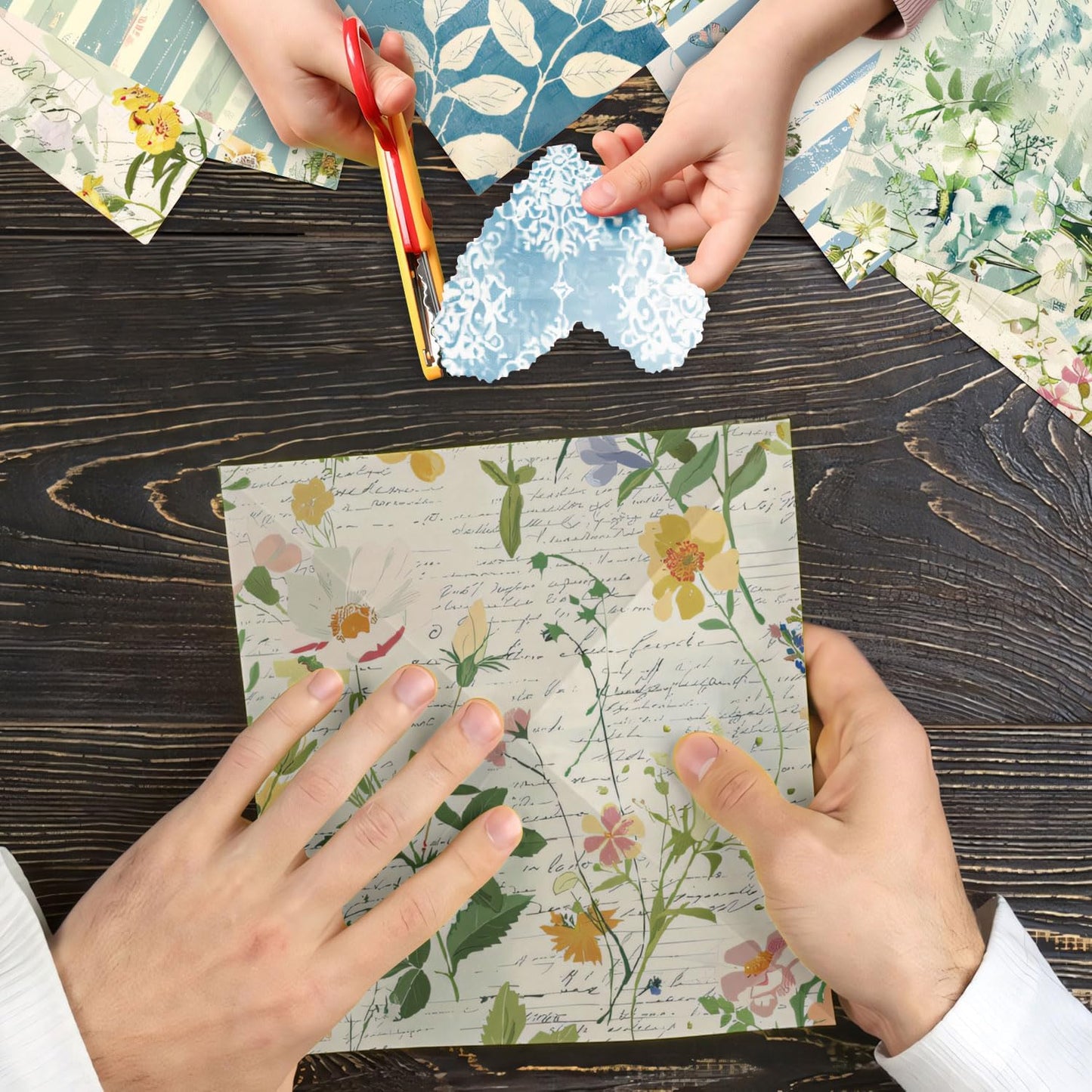 Floral Patterned Scrapbook Paper Pad - 24 Sheets 6x6 in Plant Designed Decorative Decoupage Folded Card Material Gift Wrapping Planners Junk Journal Supplies DIY Crafts Photo Album