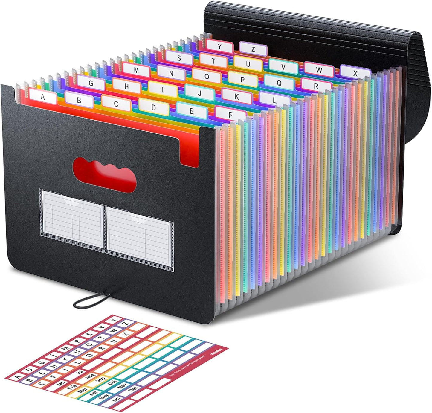 ThinkTex Accordion File Organizer, 26 Pockets Expanding File Folders, Monthly Bill Receipt Documents Organizer, Colorful Tabs, Letter/A4 Size for School, Home and Office, Classroom Must Haves