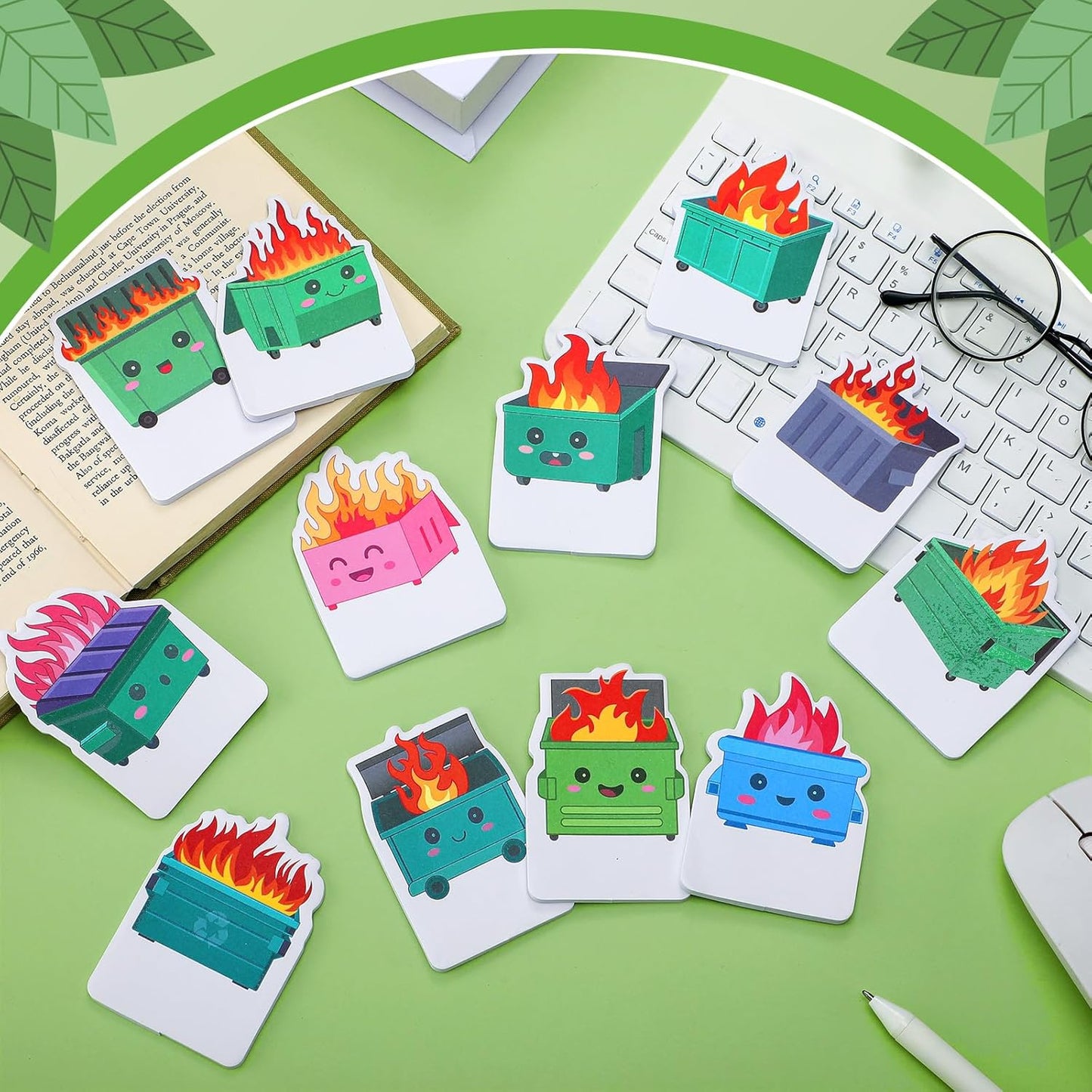 Yinder 24 Pads Cute Sticky Notes Fun Kawaii Animal Sticky Notes Pads Bulk Cartoon Memo Self Adhesive Gift for Christmas Veterinary Office School Tab Party Supplies(Dumpster)