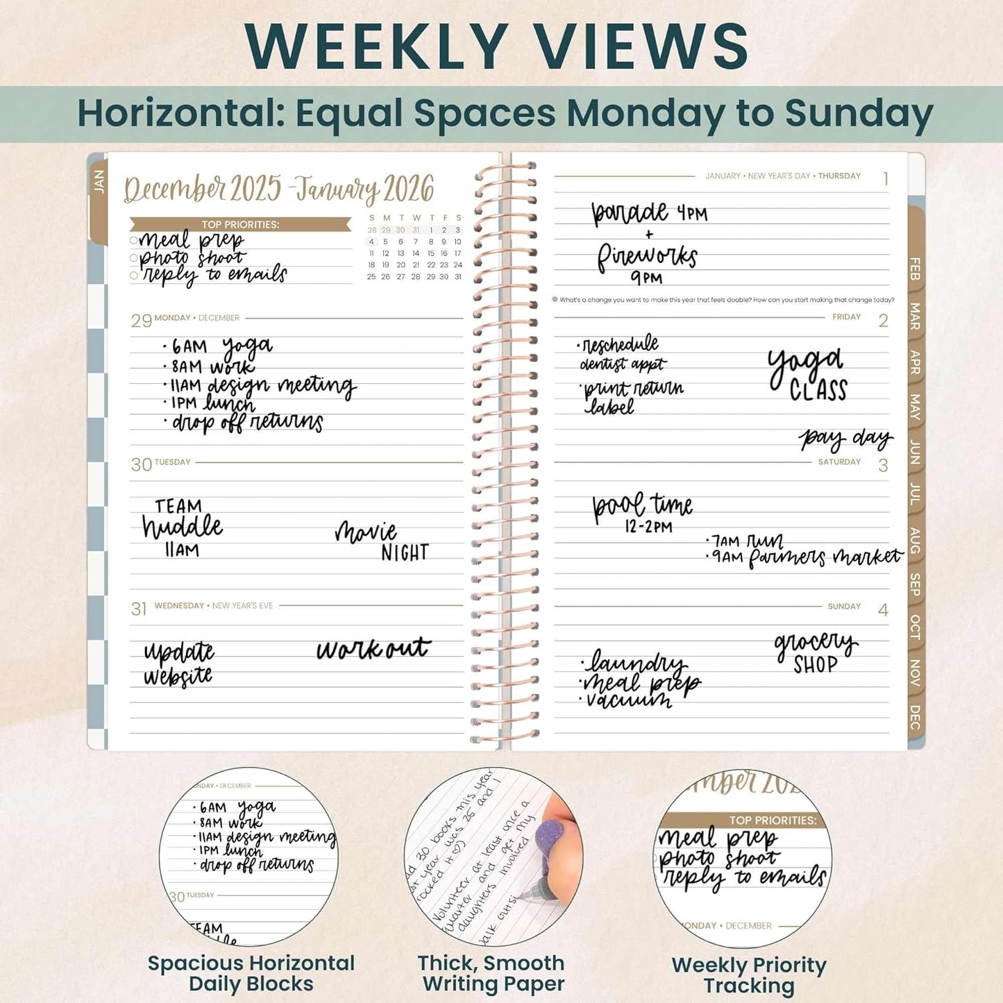 bloom daily planners 2026 Planner (January - December) Calendar Year Organizer - 5.5” x 8.25” - Weekly & Monthly Agenda Book with Stickers & Bookmark - Checkered