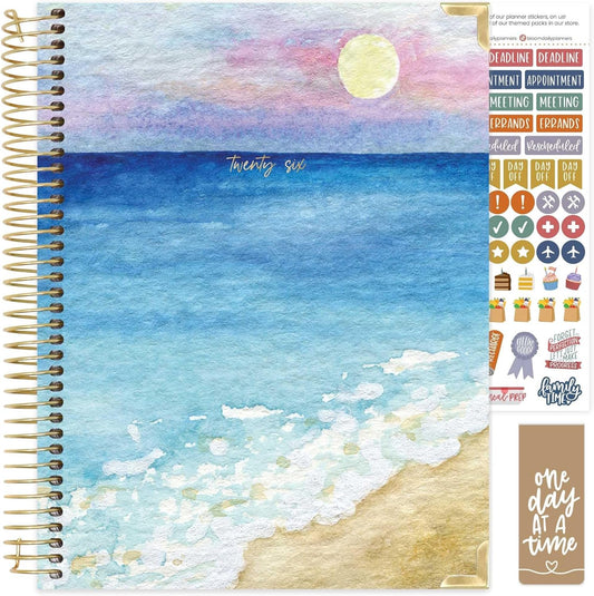 bloom daily planners HARDCOVER 2026 Planner (January to December) - 8.5” x 11” Weekly & Monthly Dated Agenda Organizer Book with Stickers & Tabs - Coastal Calm