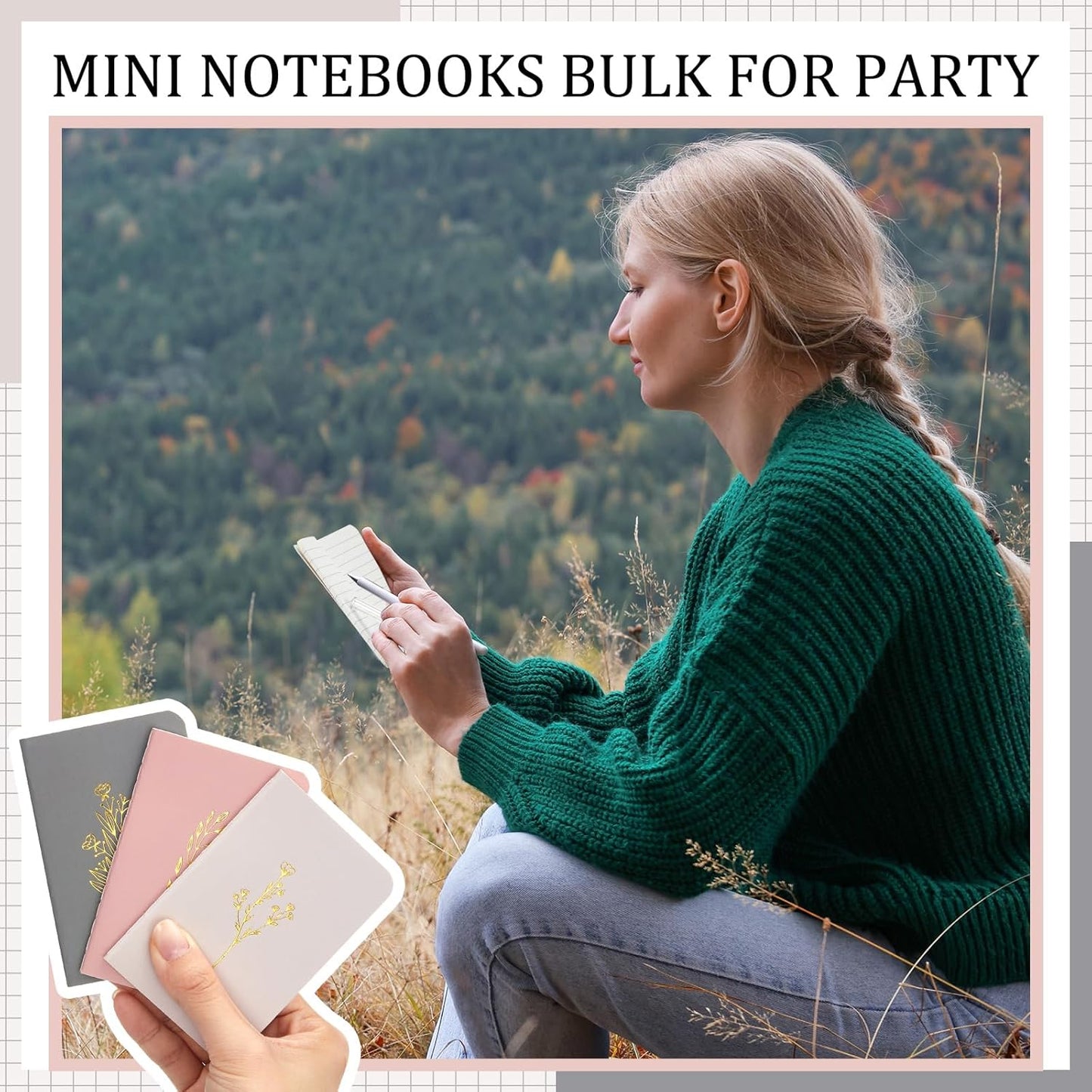 Outus 36 Pcs Pocket Notebook Mini Journal 2.5" x 4" Kraft Paper Mini Notepad Bulk Softcover Pocket Notepad Memo Diary Subject Notebooks for Student Traveler School(Morandi Color, Gold Stamping Cover)