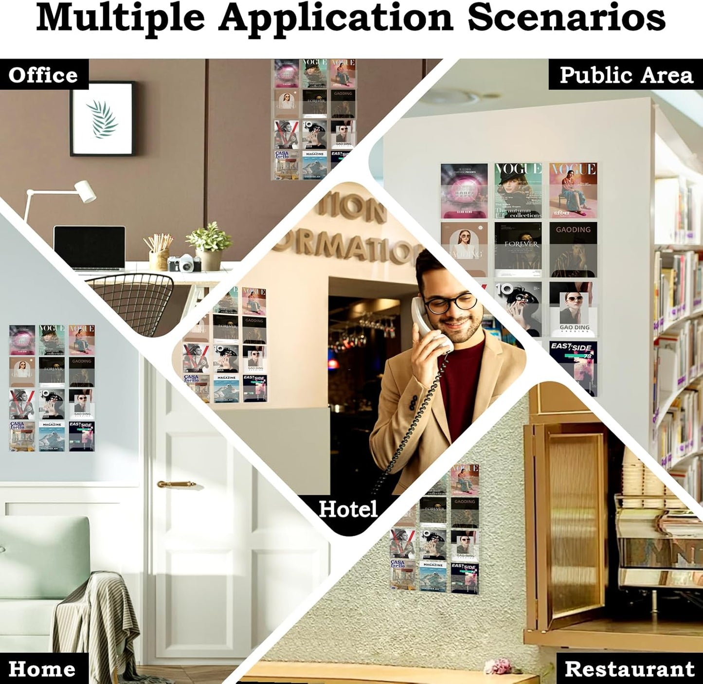 Nalwort Acrylic Brochure Pamphlet Holder, 12 Magazine Holders, Clear Brochure Display Stand Wall Mount, Trifold Flyer Rack, Literature Storage Rack for Home, Offices, Waiting Room