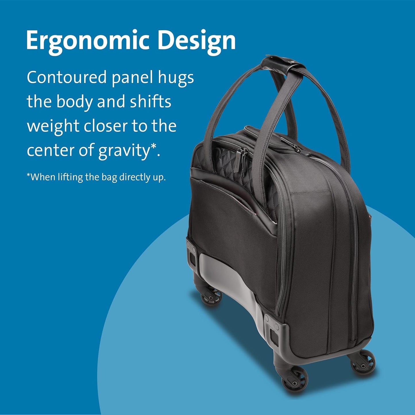 Kensington Contour 2.0 Laptop Rolling Bag, Briefcase, Laptop Spinner, Laptop Roller Bag wheeled,15.6”, Water Resistant, Black (K60380WW)