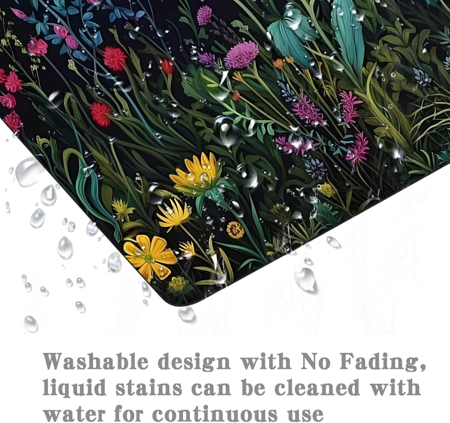 Black Beauty Blue Flowers Plants Mouse Pad,Brightly Colored Unique Design Computer Mousepad with Non-Slip Rubber Base for Women,Washable Mousepads Computer Mouse Pads for Desk Laptop Wireless Mouse