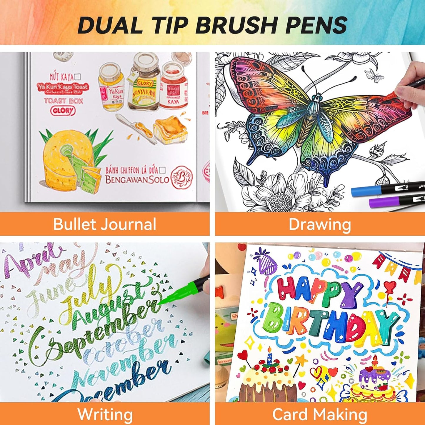 Dual Markers Brush Pens for Adult Coloring Books, 168 Colors Art Marker Set with Fine & Brush Tip Pen for Bullet Journaling, Coloring, Drawing, Hand Lettering, Calligraphy, Art Supplies