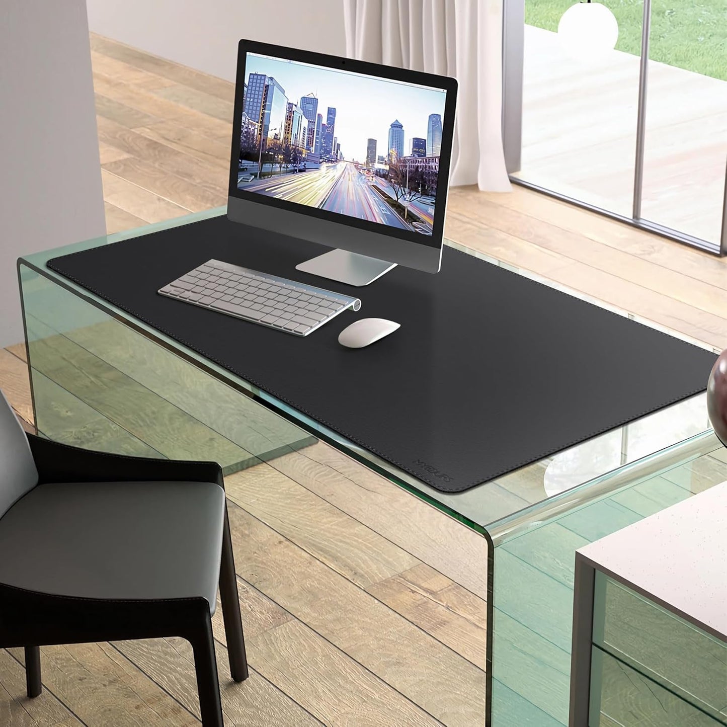 Mydours 43" x 24" Extra Large Desk Pad XXL, Desk Protector Mat with PU Leather, Large Desk Blotter Mat for Office, Home & Writing, Full Desk Pad for Keyboard and Mouse (Black)