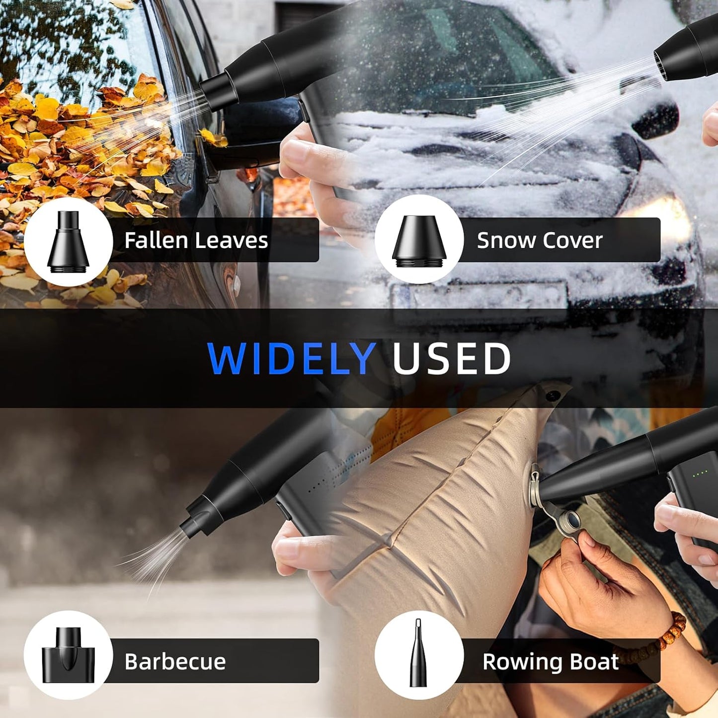 Electric Compressed Air Duster Mini Blower Cordless with Mini Vacuum Lighting 180,000 RPM Cleaner 5 Speed Handheld 3 in 1 USB-C for Computers Keyboards Electronics Home Car BBQ Grill