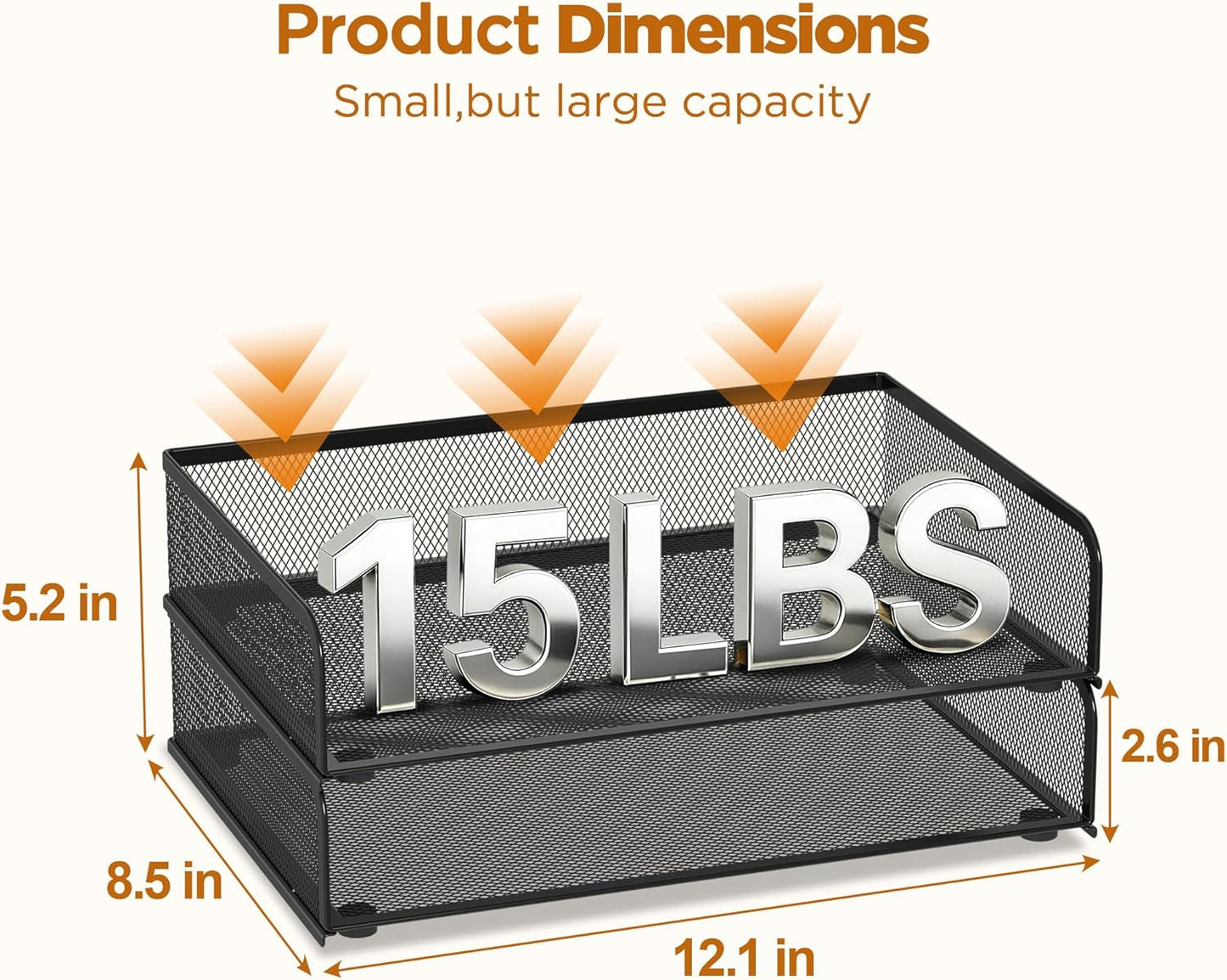 YINGHUA 2-Pack Metal Mesh Stackable Paper Letter Trays Organizer for Classroom,Office Desk File Sorter Holder Organizer Storage Box for Letter/A4 Size Folder Documents-Black