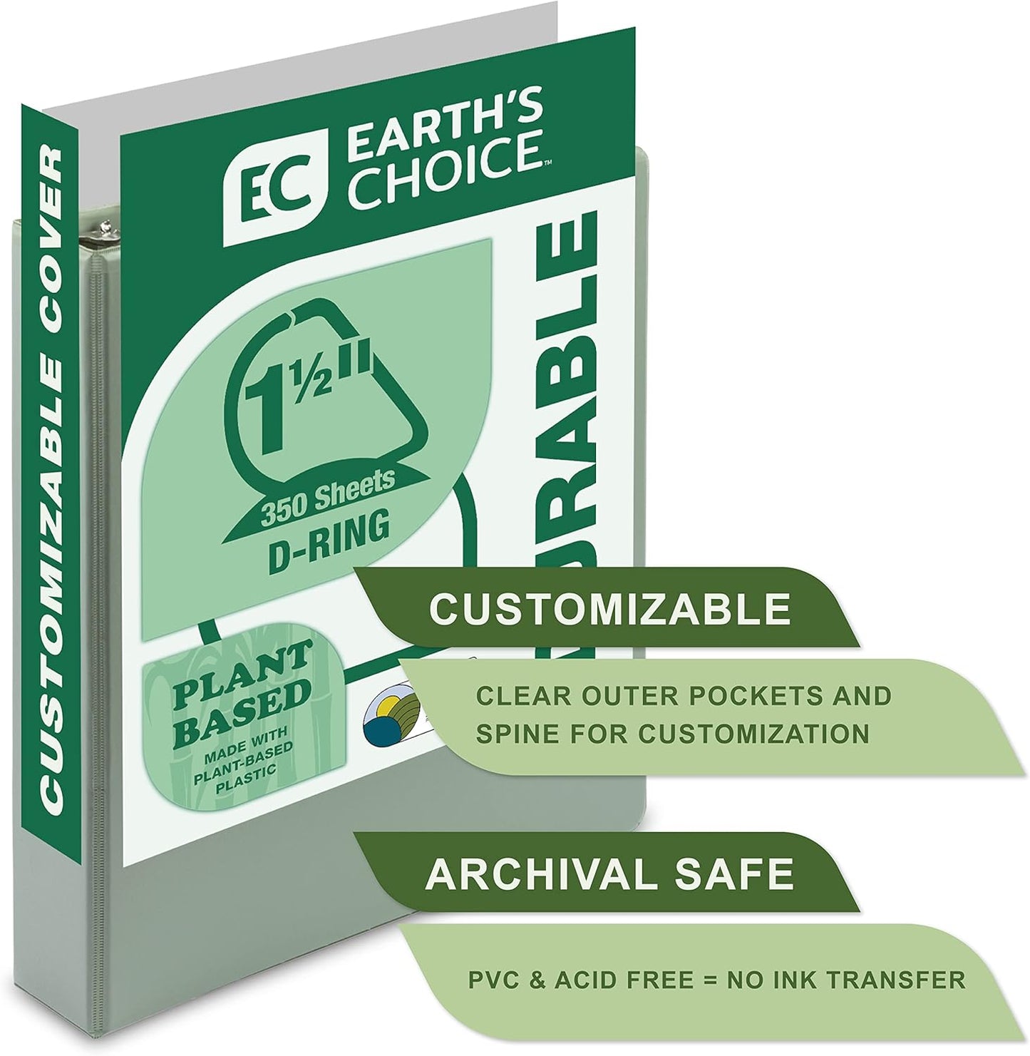 Samsill Plant-Based 1.5 Inch Durable D-Ring, Made in USA, View Binder, Eco-Friendly, USDA Certified Biobased, 4 Pack, Boho Assortment