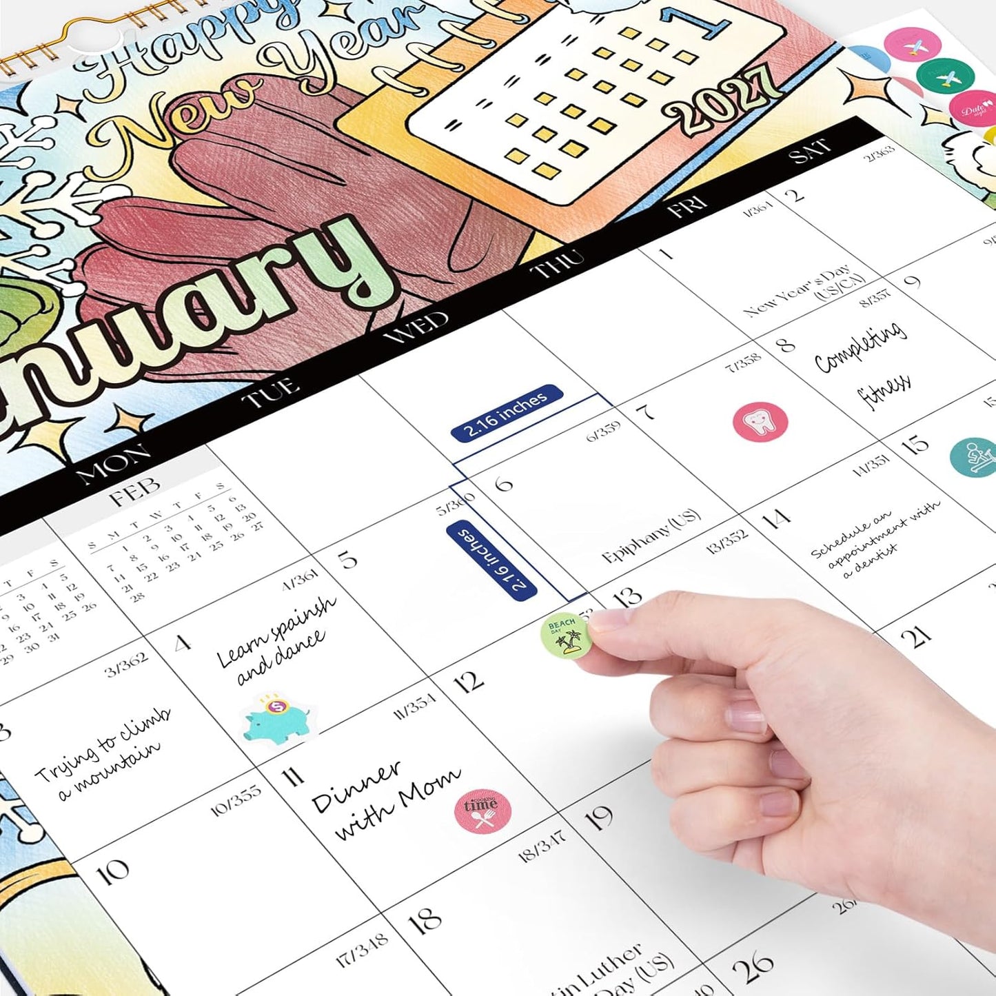 Ospelelf Wall Calendar 2026-2027 Monthly Large 22'' x 17'' Spiral Coloring Calendars,18 Month Family Office Calendar, Use Jan 2026 - June 2027, Season