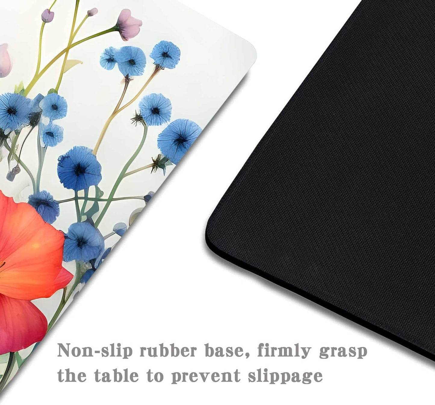 Gorgeous Flowers Plants Mouse Pad,Pink Floral Rose Mouse Pads for Desk,Soft Computer Mouse Mat Cute Mousepad Cloth Computer Mouse Pads for Women,Square Waterproof Non-Slip Rubber Base MousePads