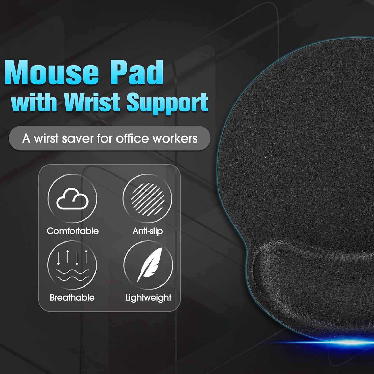 Yunsailing 12 Pcs Ergonomic Mouse Pad and Keyboard with Wrist Support Set Arm Rest Wrist Combo Gel Memory Foam Key Board Pad for Computer Laptop Gaming Office Typing Pain Relief