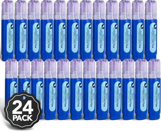 Darice Liquid Correction Pen Box of 24 - Multi-Purpose Liquid White Out Pen with Metal Tip for School, Office & Home