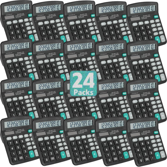 24 Pack Calculator Bulk, 12 Digits Calculators Desktop with Large LCD Display and Sensitive Butto, Solar and Battery Dual Power, Desk Calculator for School, Office, Home