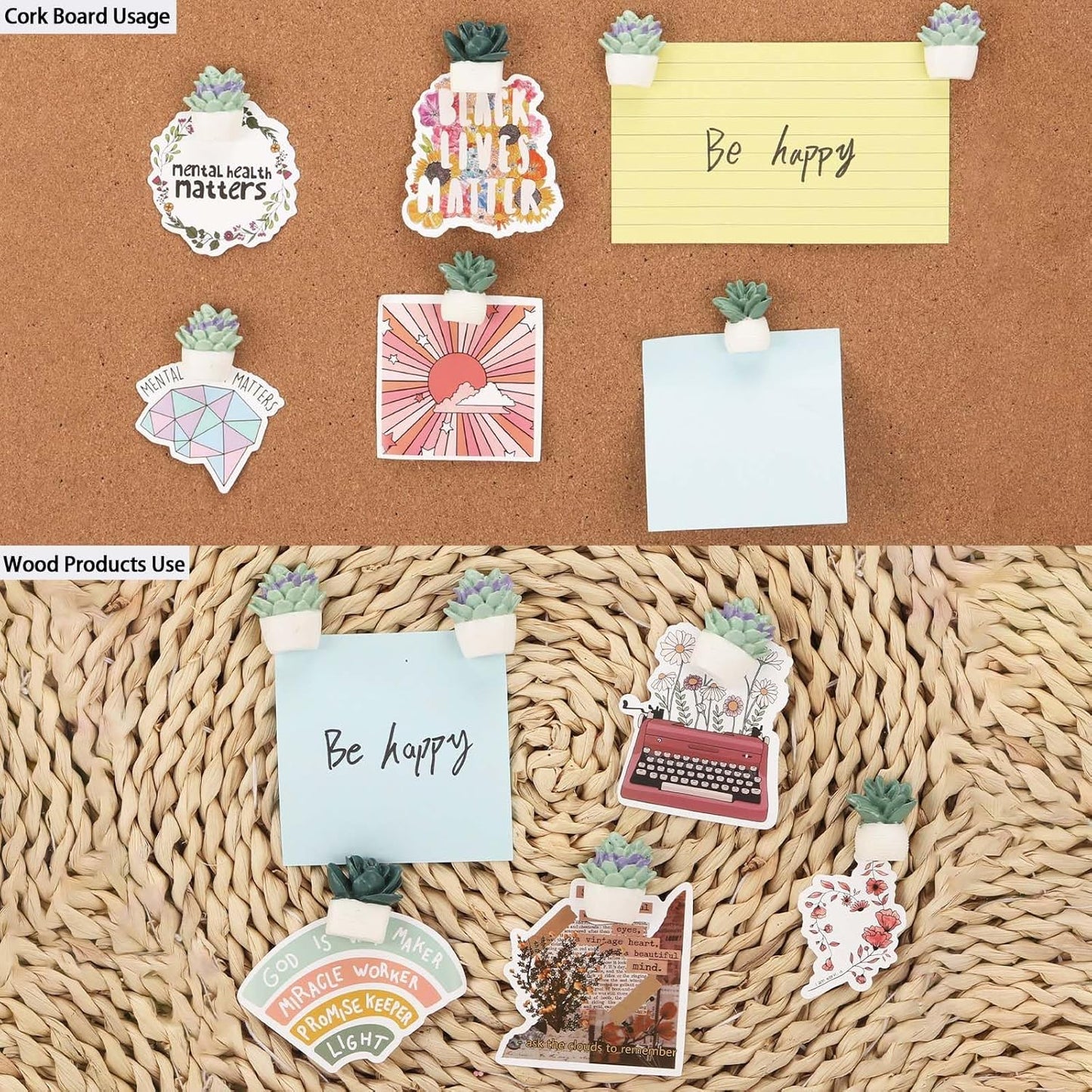 30Pcs Decorative Pushpins Succulent Plants Thumb Tacks for Wall Hangings,Cork Board