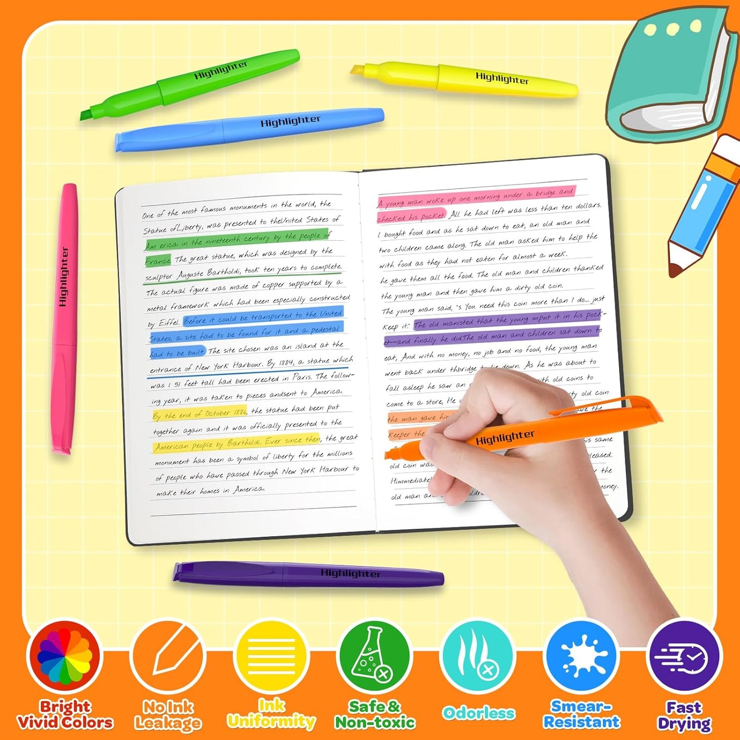 150 Pack Highlighters Assorted Colors Bulk - Chisel Tip No Bleed Dry-Quickly Markers Set for Office Classroom Supplies, Back to School Gifts for Students Teachers