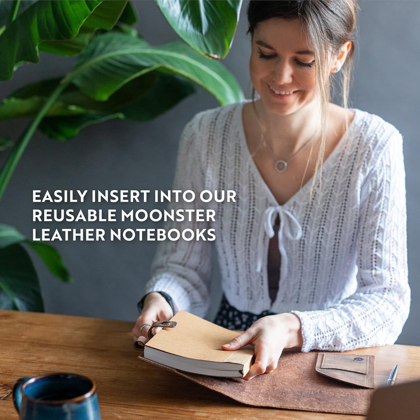 moonster Dot Grid Journal Notebook Paper for Refillable Leather Journals – A5 Hardcover 70gsm Dotted Notebooks for Work 8.25 x 5.75 Inches with 320 Page Refill Note Book and Helpful Bookmark