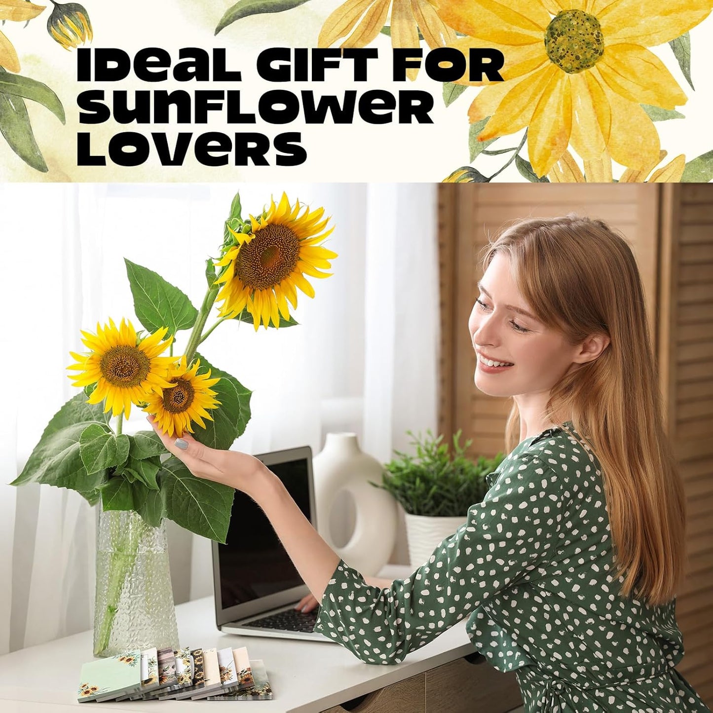 9 Pads Sunflower Sticky Notes Cartoon Self Stick Notepads 3x3 Inches Notes Adhesive Memo Pad Office Decor Gifts for Students School Teacher Office Meeting