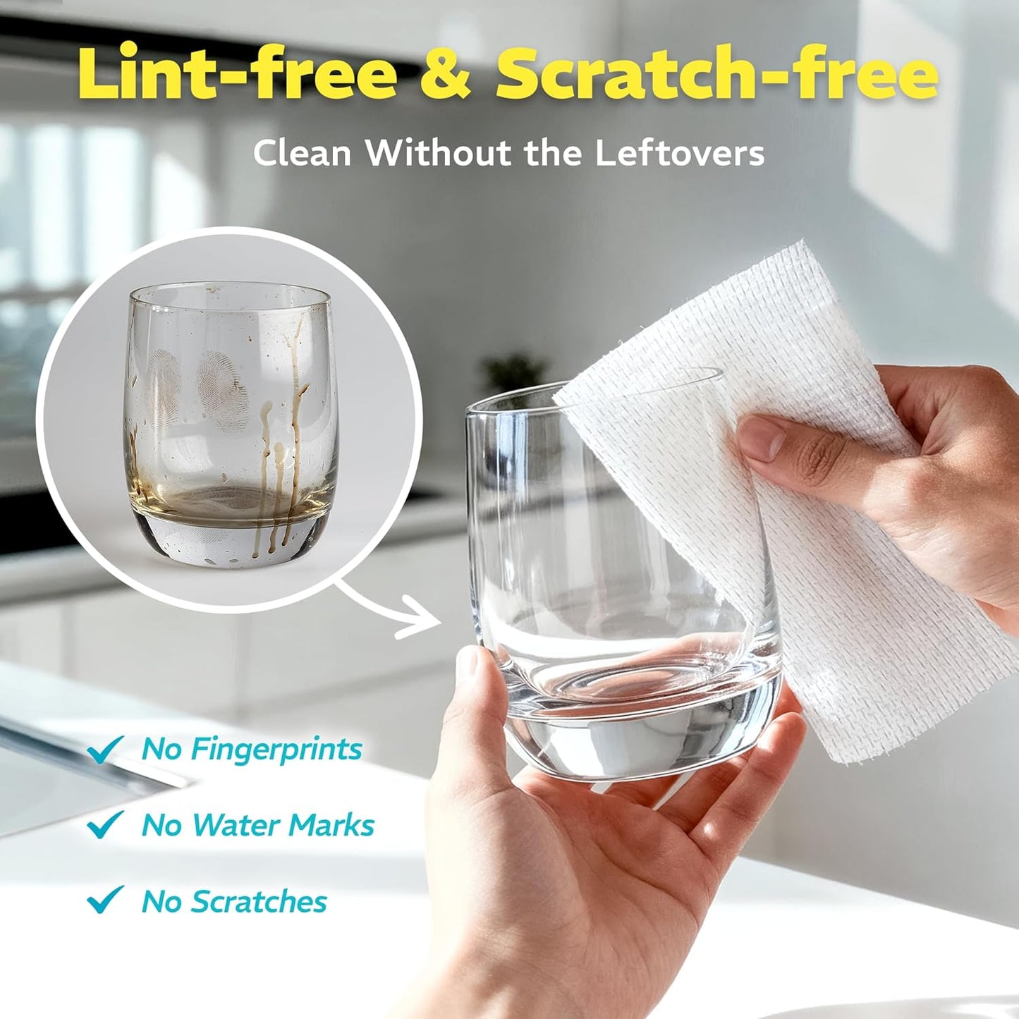 Plant-Based Reusable Cleaning Cloth Rolls, Household Hand Wipes, Ultra Absorbent, Scratch Free, Lint Free, Washable Paper Towels for Home, 45 Sheets per Roll, 2-Roll Pack, 8.6 X 11.8 Inches