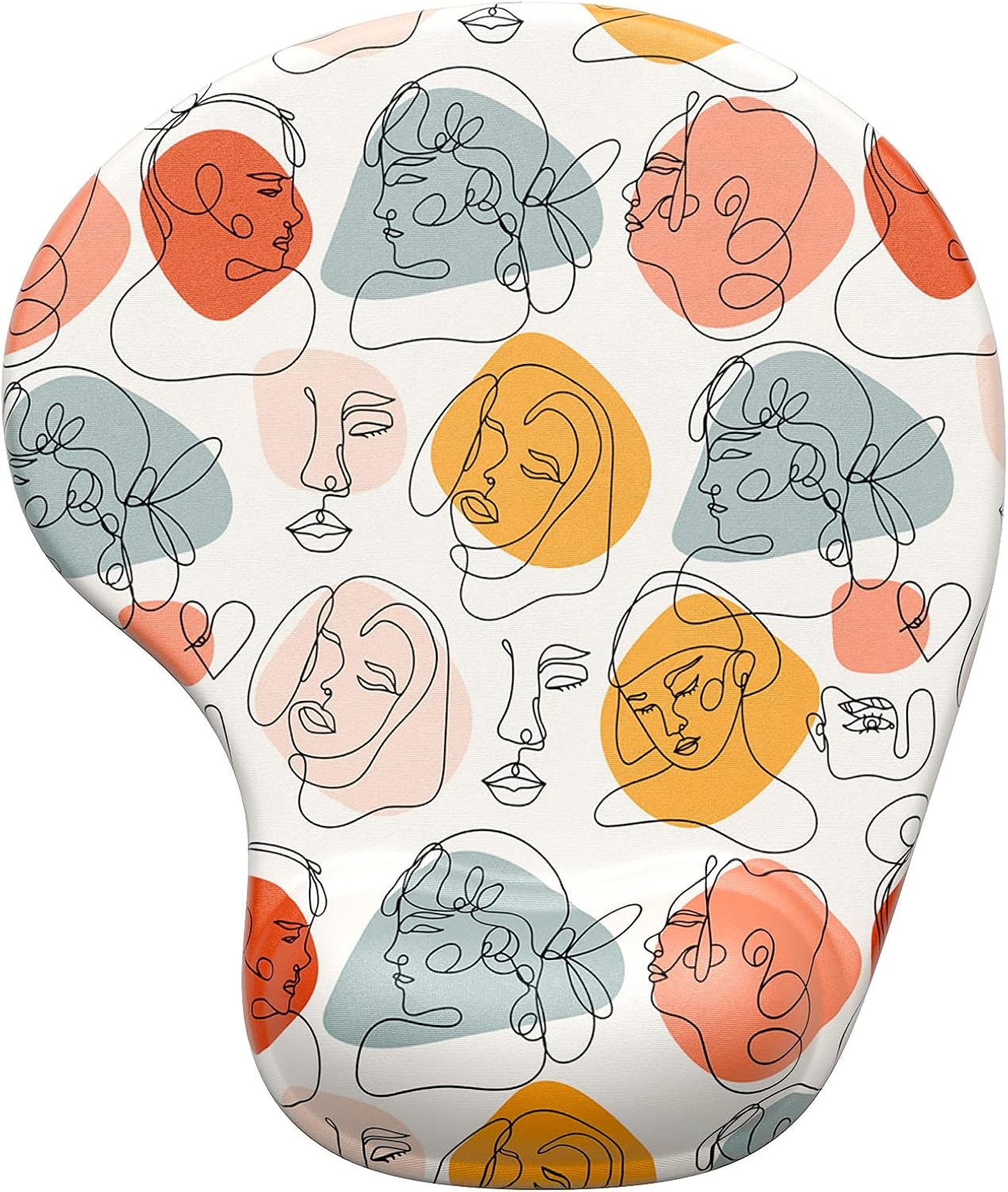 Hsurbtra Ergonomic Mouse Pad with Wrist Rest Support, Gel Mouse Pads with Non-Slip PU Base, Pain Relief Memory Foam Computer Mat, Cute Office Supplies Desk Decro Accessories, Art Face