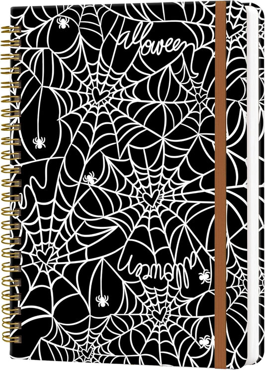 Spiral Journal Notebook for Women, Hardcover A5 College Ruled Notebook, 120 Pages, Thick Paper, Cute Lined Journal for School, Office & Work, 6 x 8.4 in(Spider Web)