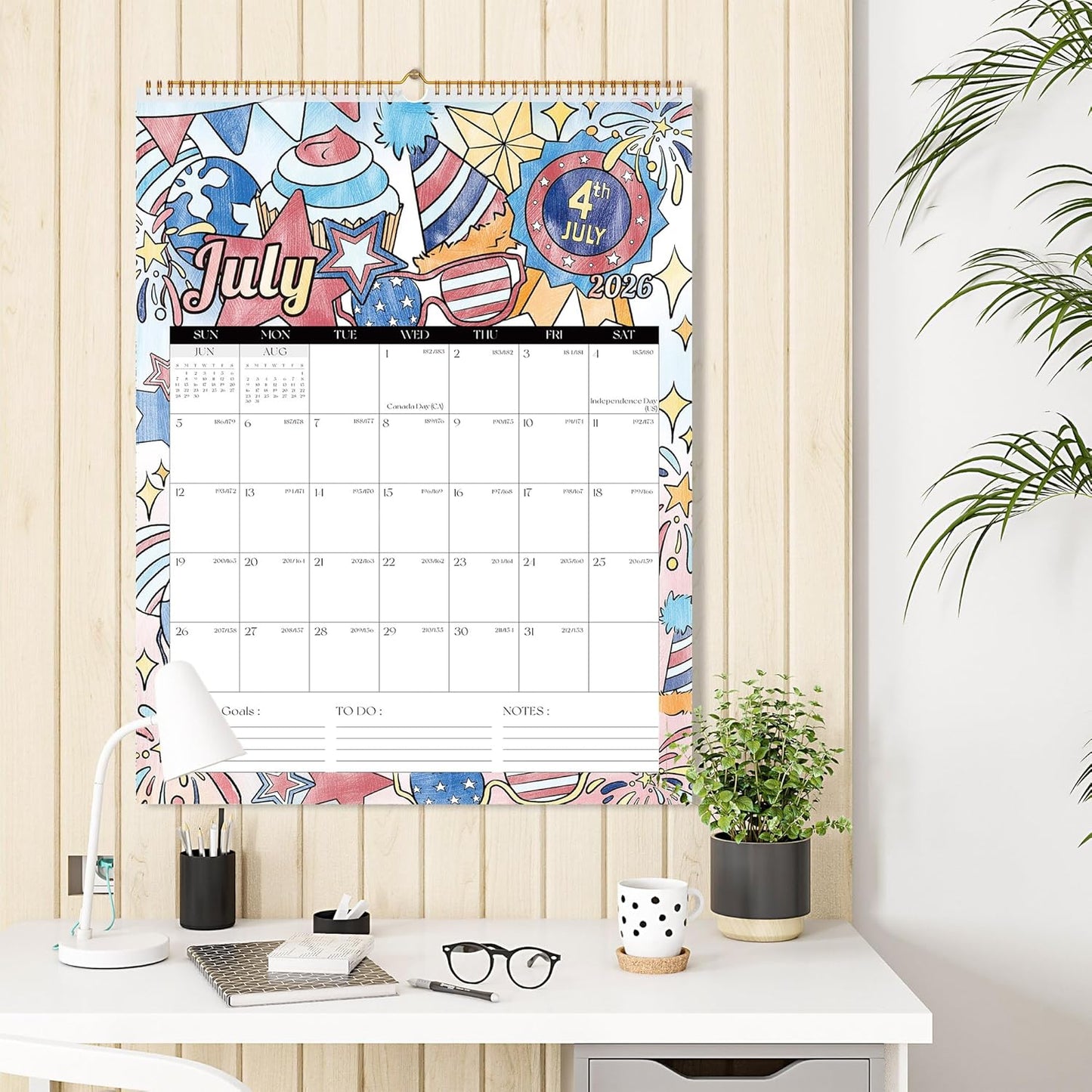 Ospelelf Wall Calendar 2026-2027 Monthly Large 22'' x 17'' Spiral Coloring Calendars,18 Month Family Office Calendar, Use Jan 2026 - June 2027, Season