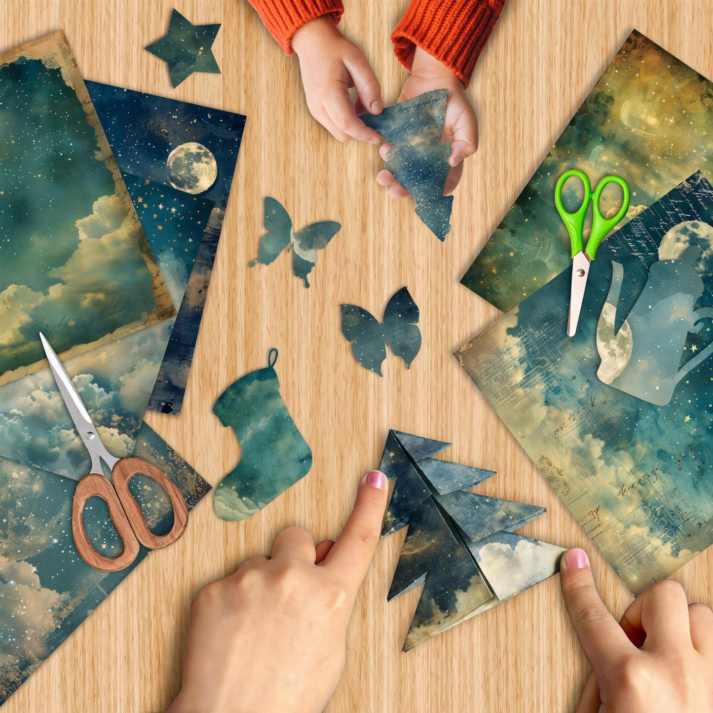 Moon Starry Sky Scrapbook Paper Pad - 24 Sheets 6x6 in Pattern Designed Decorative Decoupage Origami Folded Card Material for DIY Crafts Gift Wrapping Planners Junk Journal Supplies