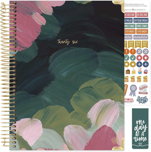 bloom daily planners HARDCOVER 2026 Planner (January to December) - 8.5” x 11” Weekly & Monthly Dated Agenda Organizer Book with Stickers & Tabs - Emerald Paint Strokes