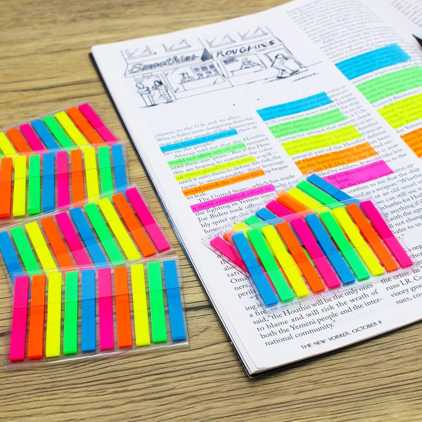 Thin Page Flags Markers Assorted Color, 1200 Pages Total, 0.24x1.73 Inch Standard Flag Tabs, Easy to Post, 6 On-The-Go Dispensers/Combo Pack