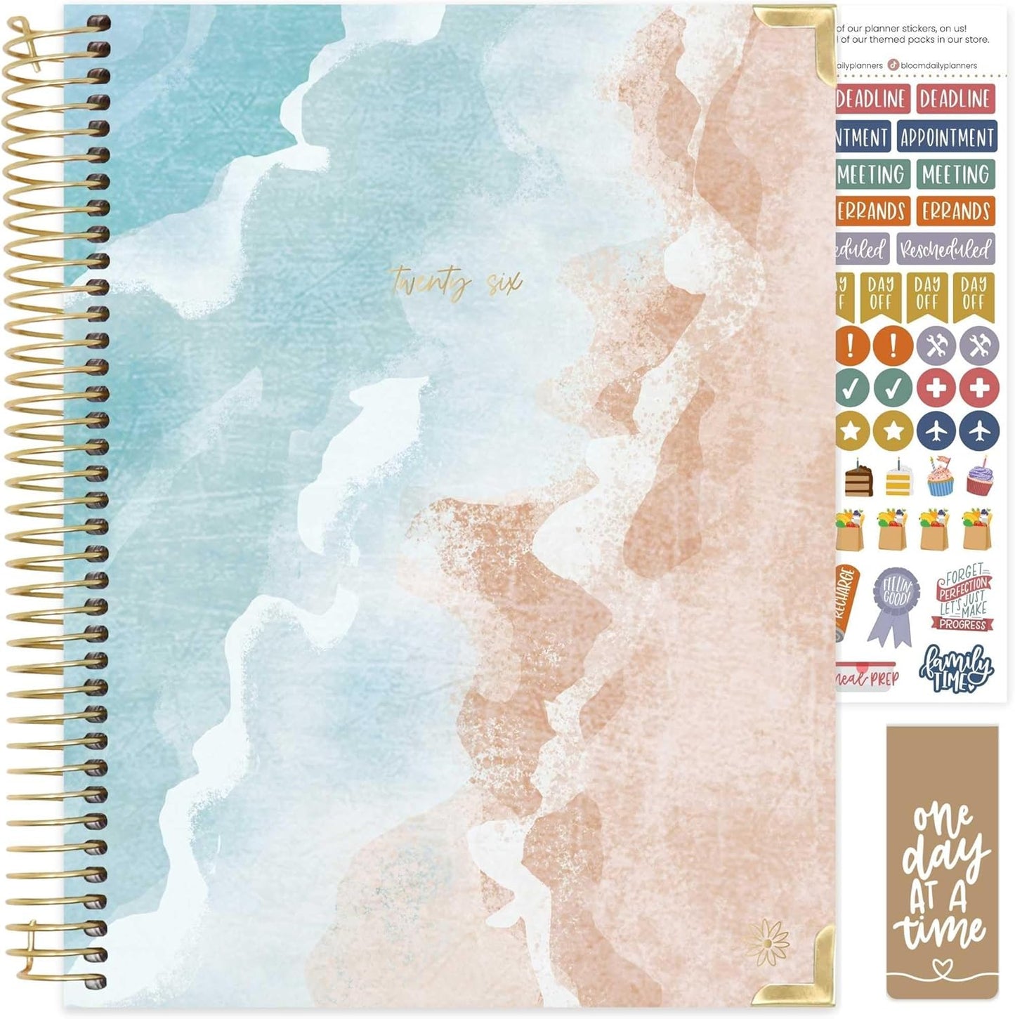 bloom daily planners HARDCOVER 2026 Planner (January to December) - 8.5” x 11” Weekly & Monthly Dated Agenda Organizer Book with Stickers & Tabs - Ocean Oasis