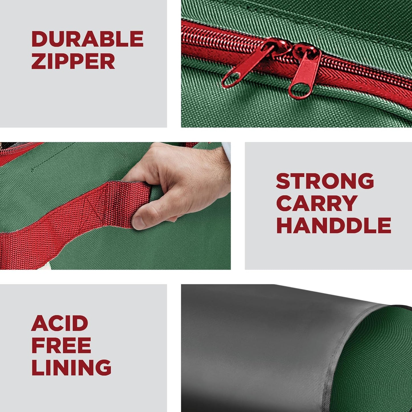 HOLDN’ STORAGE Premium Christmas Ornament Storage Container - Holds Up to 72-4” Ornaments Durable 600D Fabric - Adjustable Dividers - 3 Individual Trays - Metal Frame - Green