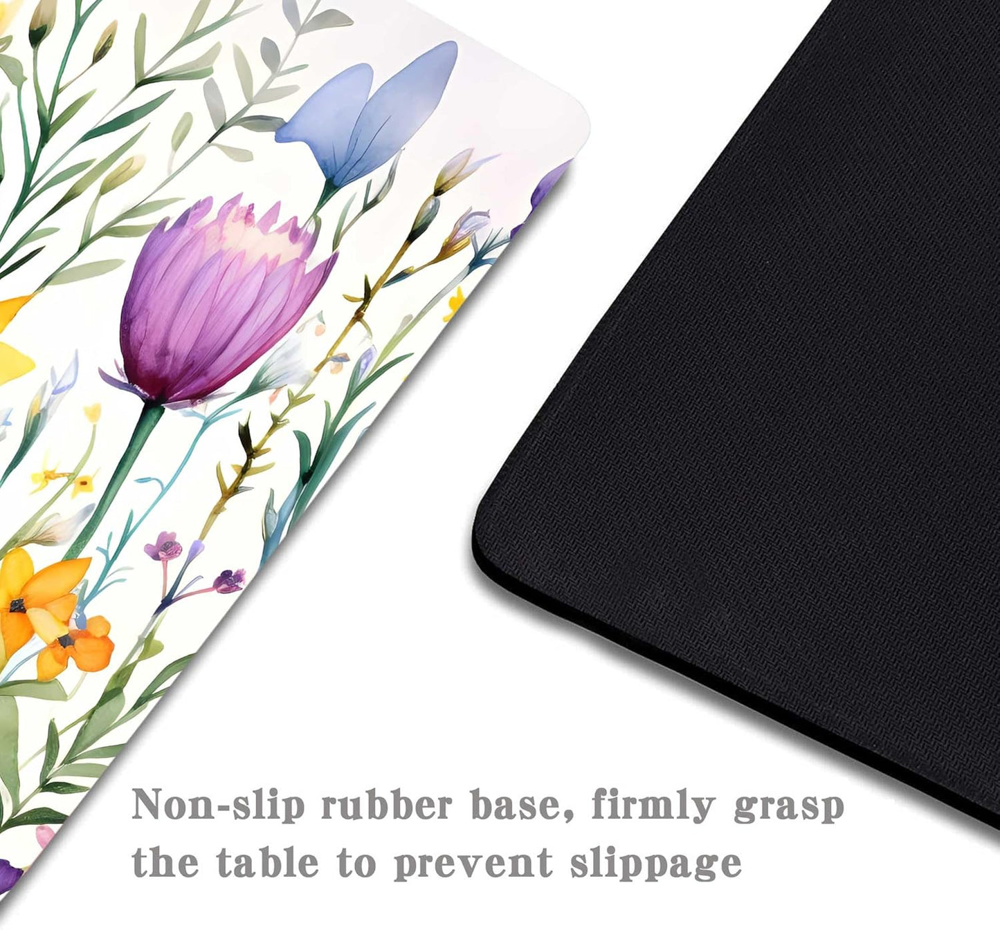 Beautiful Floral Plants Mouse Pad,Purple Flowers Mouse Pads for Desk,Soft Cute Computer Mouse Mat Washable Mousepad Computer Mouse Pads for Women,Square Waterproof Non-Slip Rubber Base MousePads
