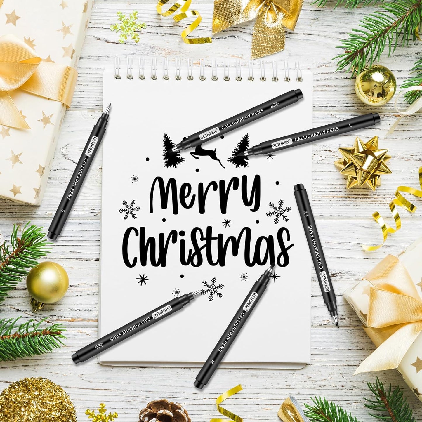 Calligraphy Pen, 10 Size Calligraphy Pens for Writing,Calligraphy markers, Brush Pens Calligraphy Set for Beginners,Black Archival Ink Pens, Hand Lettering Pen for Art Drawing,Sketching,Scrapbooking