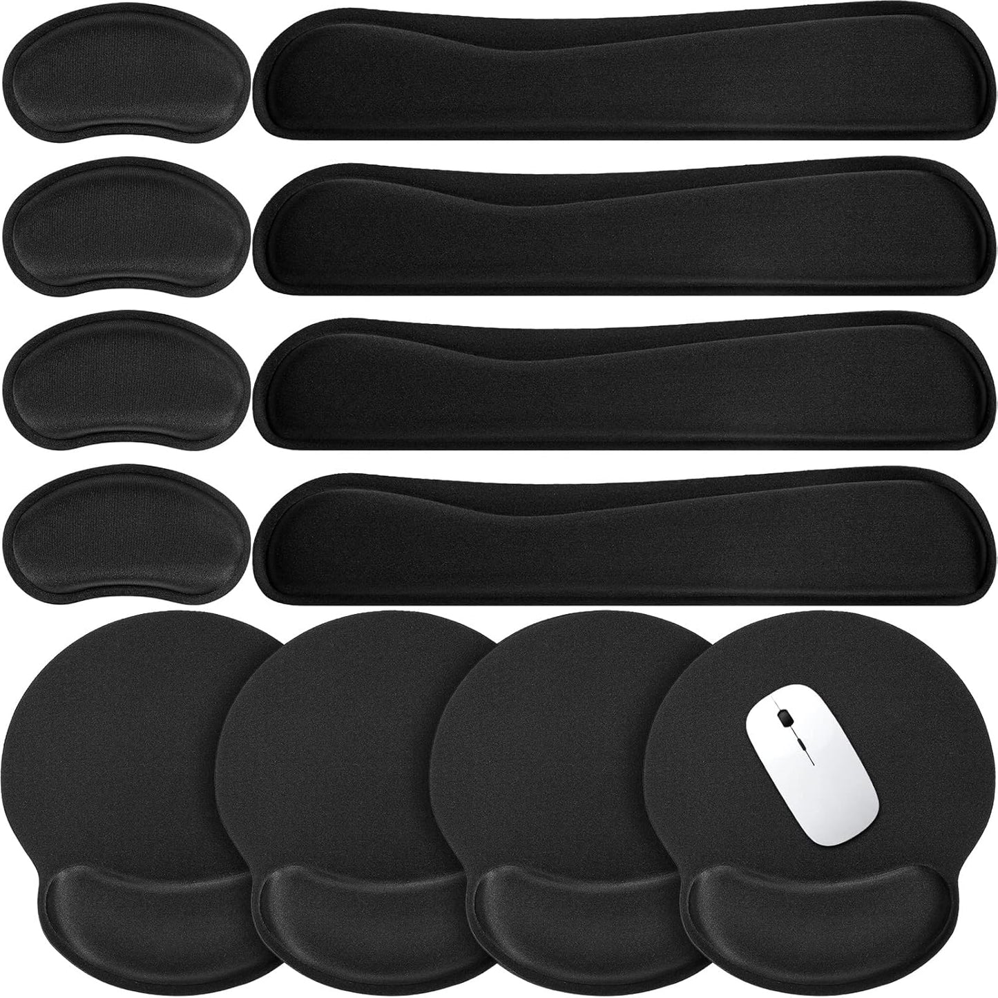 Yunsailing 12 Pcs Ergonomic Mouse Pad and Keyboard with Wrist Support Set Arm Rest Wrist Combo Gel Memory Foam Key Board Pad for Computer Laptop Gaming Office Typing Pain Relief