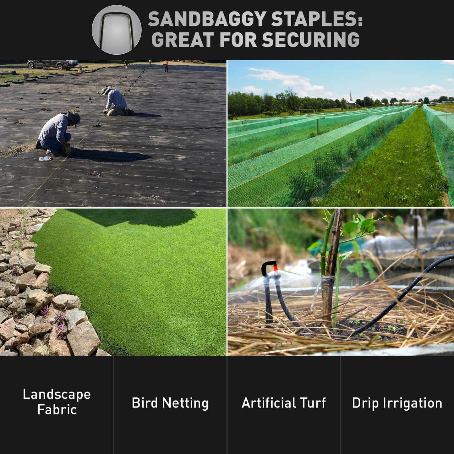 Sandbaggy 4 Inch Landscape Sod Staples | Great for Hard & Rocky Soil | Sharp Like a Knife | Tough 11 Gauge Rust-Resistant | Trusted by Farmers & Contractors Across USA (6000 Staples)
