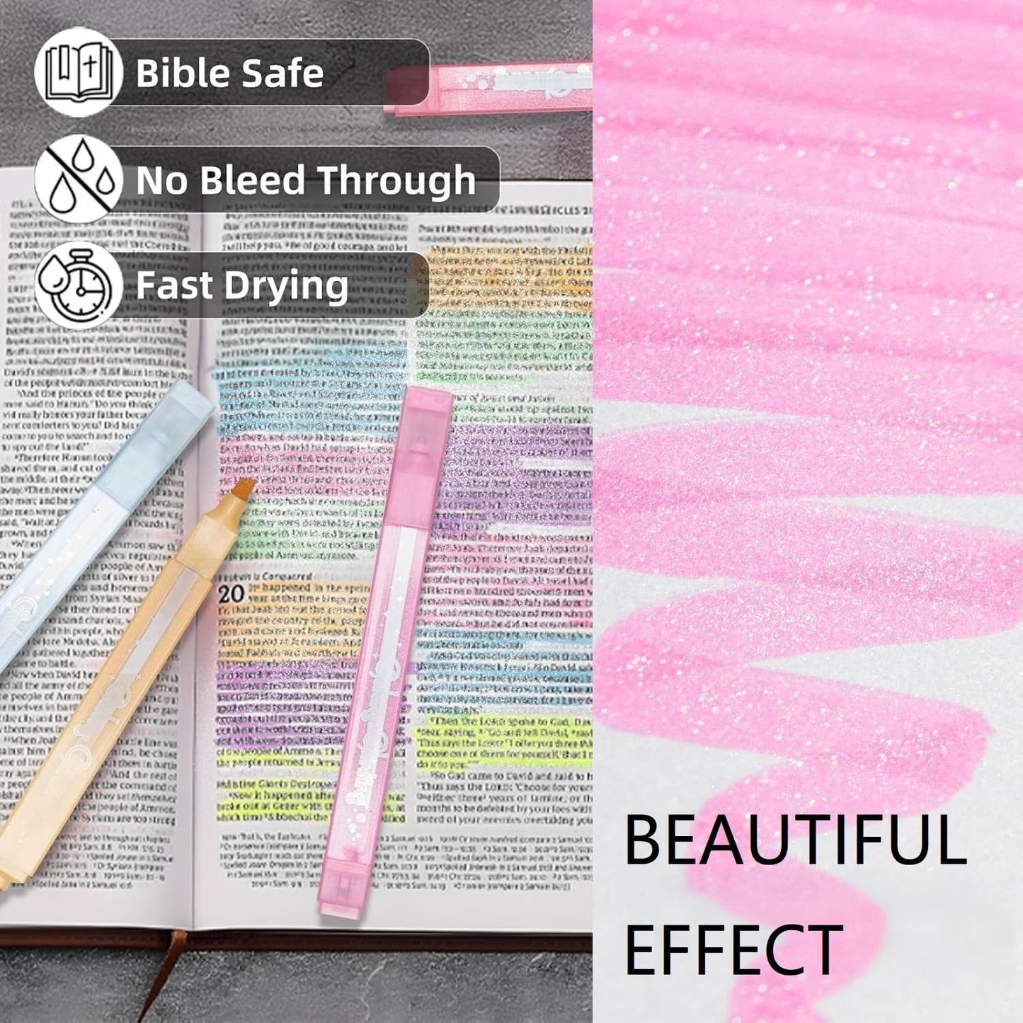 EooUooIP Aesthetic Highlighters, Dual Tip (Chisel & Dot) Cute Highlighter Assorted Colors, Pastel Bible Highlighters, Aesthetic Pink Highlighter Markers for Journal Planner, School Office Art Supplies
