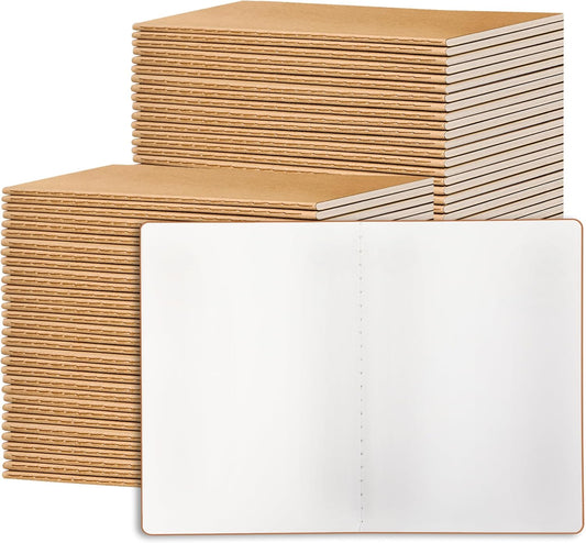72 Pack Blank Kraft Notebooks, 8.3x5.5 Inches A5 Small Journals Bulk Blank Notebooks 80 Gsm Unlined with 60 Pages A5 Subject Notebooks Traveler Journal Set for Adult Students Back to School Supplies