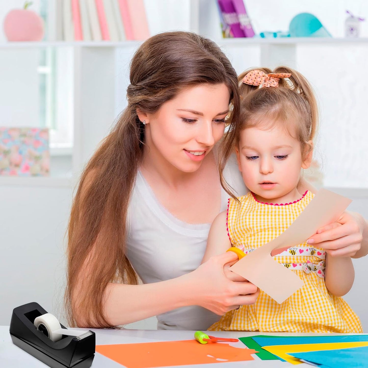 Desktop Tape Dispenser - Non-Skid Base - Weighted Tape Roll Dispenser - Perfect for Office Home School (Tape not Included) 4 Pack