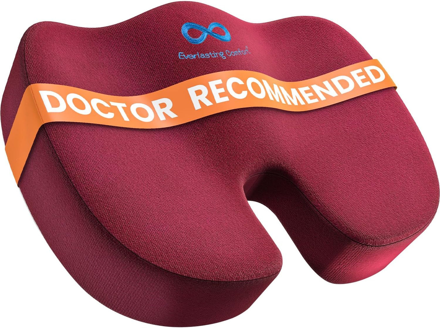 Everlasting Comfort Doctor Recommended Memory Foam Seat Cushion for Office Chairs & Car - Ergonomic Office Desk Accessories - Cushions for Tailbone Pain Relief, Sciatica (Red, Large)