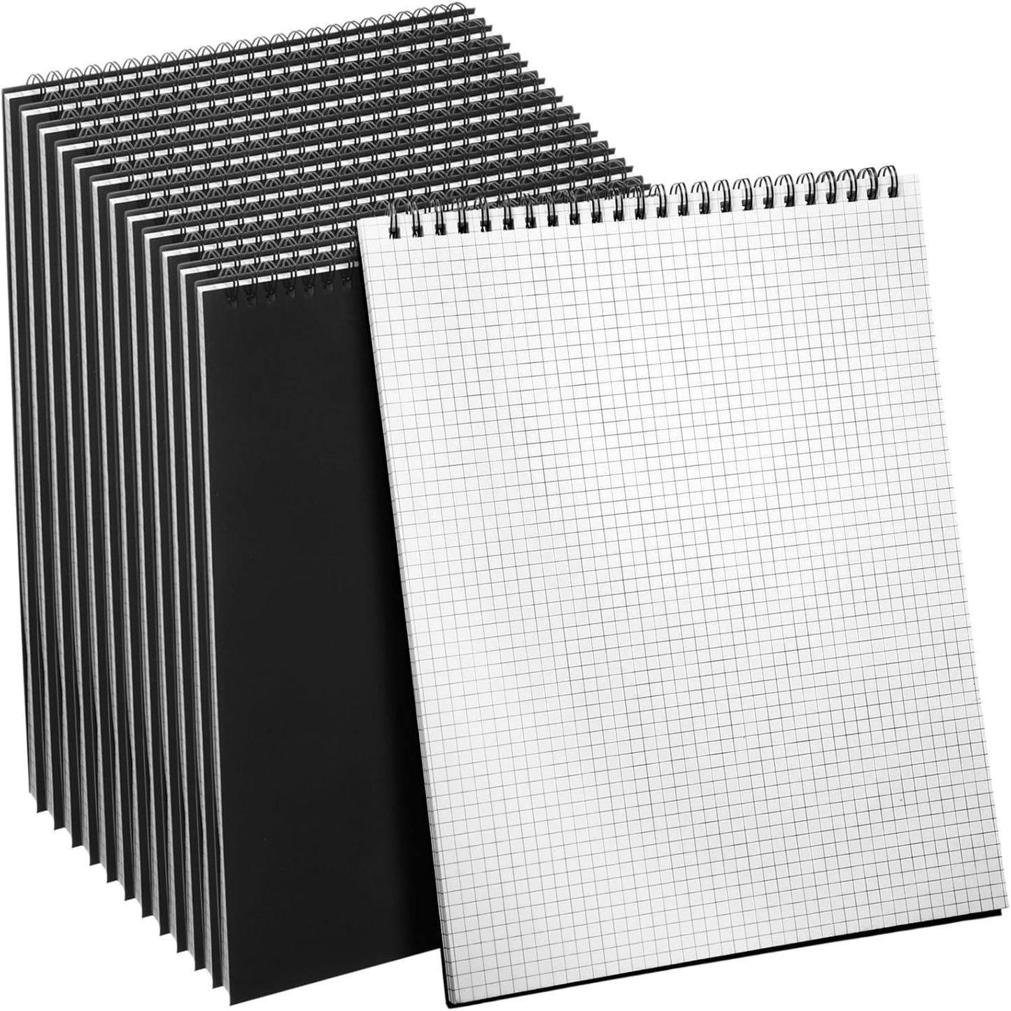 12 Pack Top Spiral Graph Paper Notebooks 8.7 X11.4 Inch A4 Grid Paper Notepad 70 Sheet Memo Steno Pad for Engineering Writing Sketching Drawing School Office Supplies (Black)