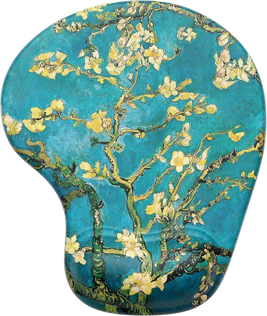 Hsurbtra Ergonomic Mouse Pad with Wrist Rest Support, Gel Mouse Pads with Non-Slip PU Base, Pain Relief Memory Foam Computer Mat, Cute Office Supplies Desk Decro Accessories, Blue