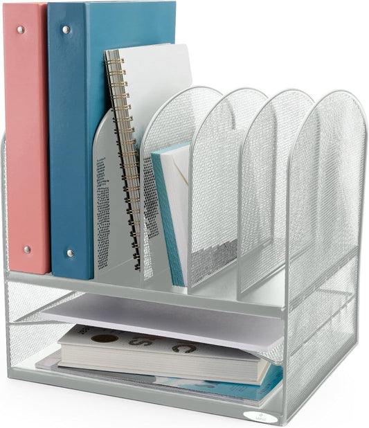 Safco Onyx Desk Organizer with 6 Vertical & 2 Horizontal Trays, File Organizer for Home, Office, Classroom & More, Steel Mesh Construction